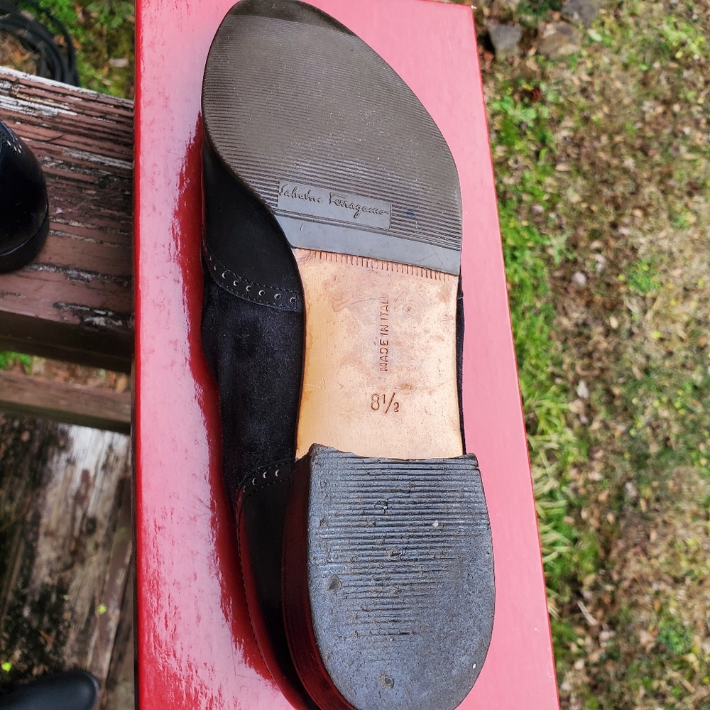 Salvatore Ferragamo Black Leather & Suede Loafers - Picture 12 of 15